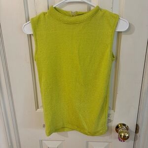 Vintage 60s neon green/yellow tank top stretch high neck